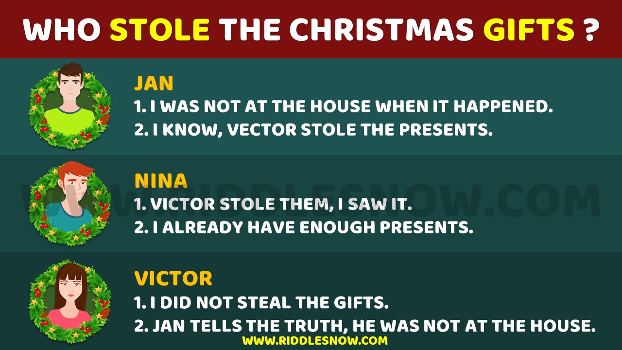 WHO STOLE THE CHRISTMAS GIFTS RIDDLESNOW.COM Christmas Riddles For kids And Adults