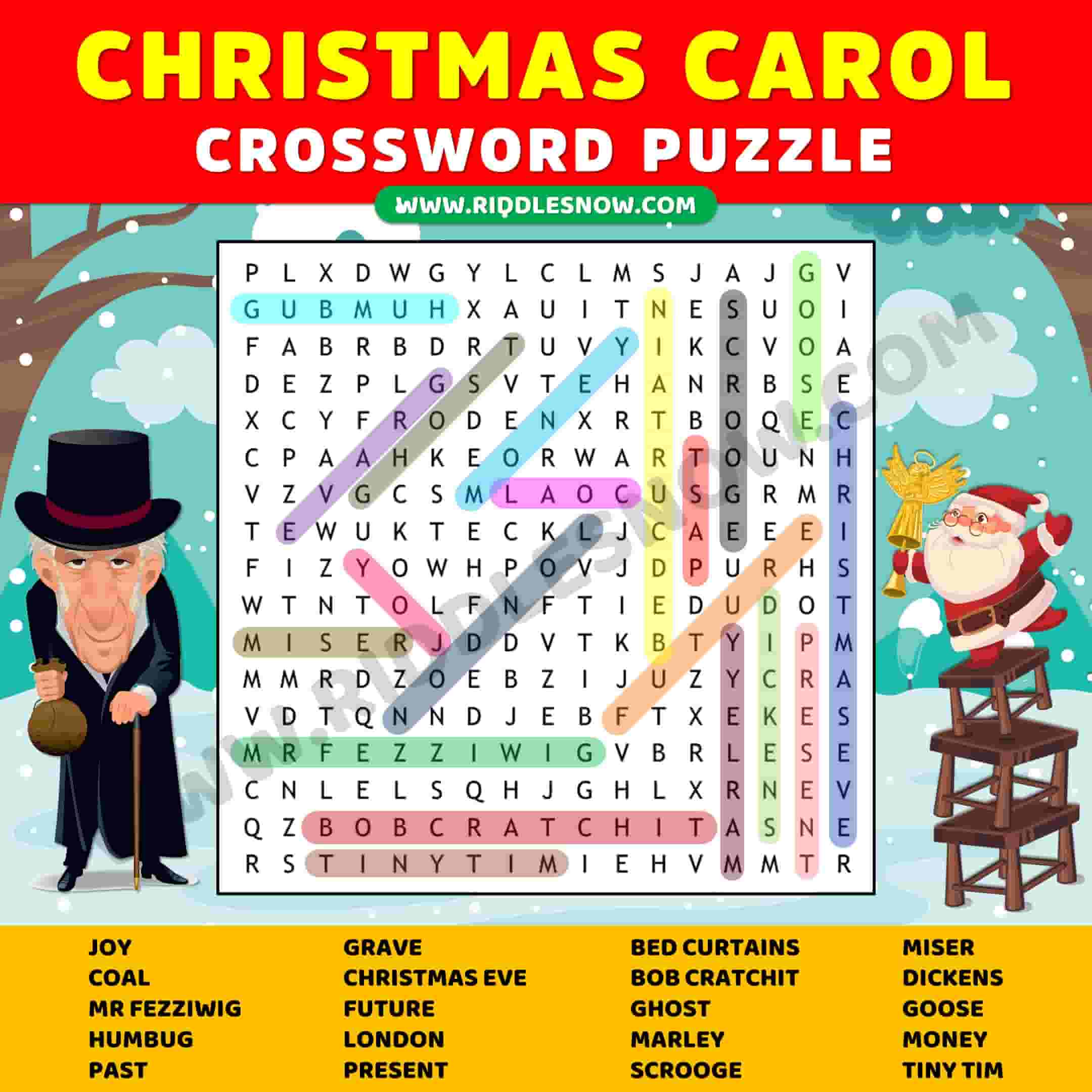 a Christmas Carol Crossword Puzzles With Answer Keys