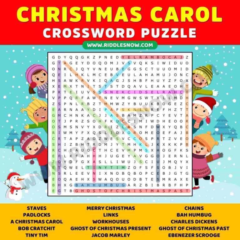 Christmas Carol Crossword Puzzles With Answer Keys Riddles Now