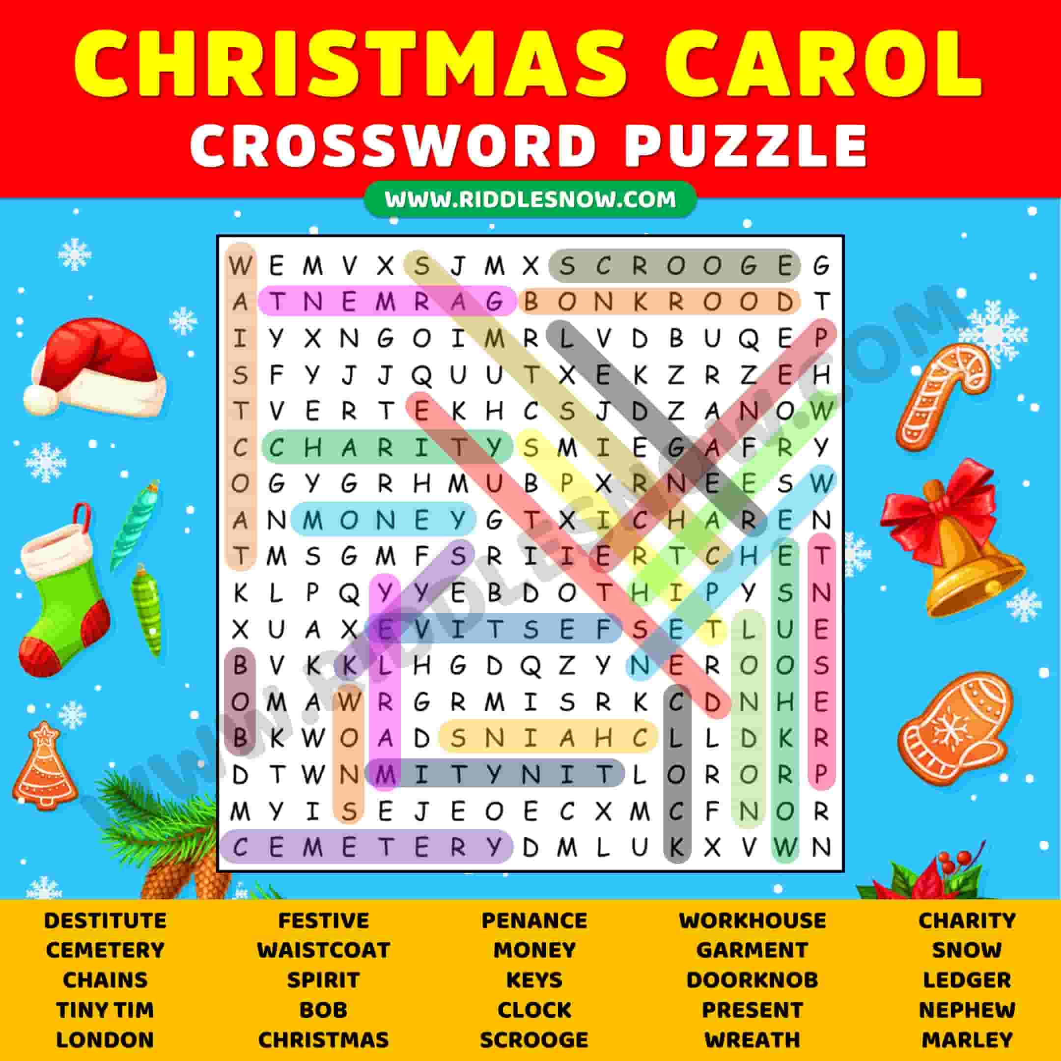 christmas carol crossword answer key